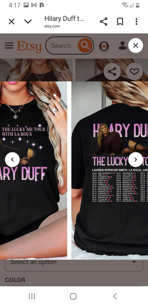 Hillary duff concert tshirts